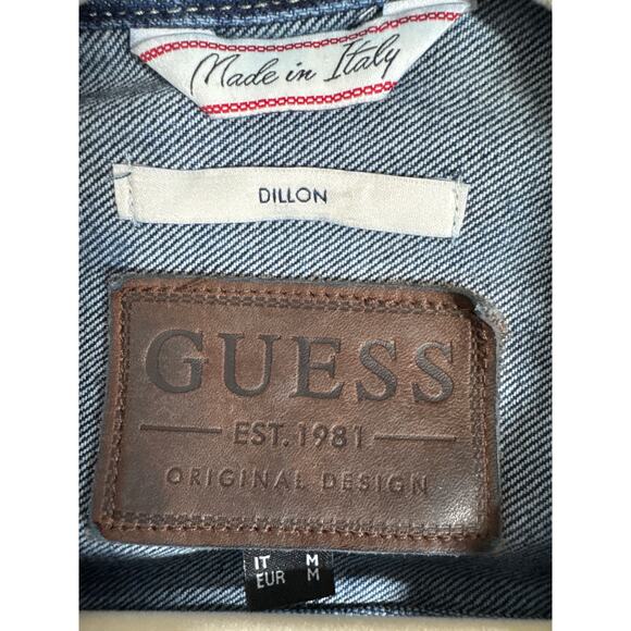 Guess Dillon Jean Jacket, Men's, Wild Horses on Back, Medium, Denim - Picture 13 of 14